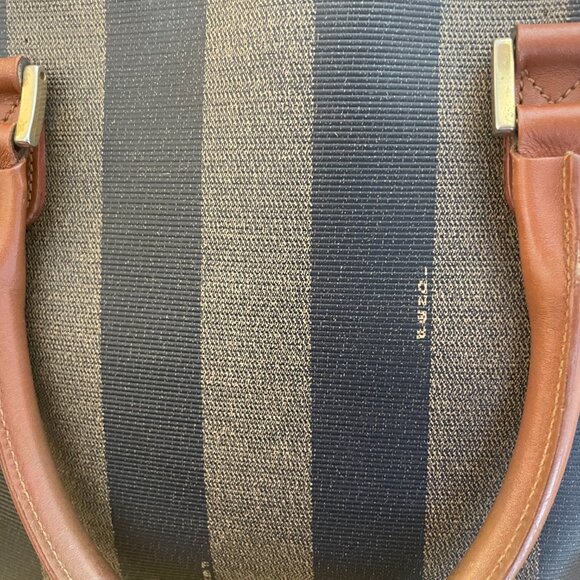 Pre-loved Vintage Fendi Pequin Brown Striped Coated Canvas Top-Handle Dome Bag - Picture 8 of 16